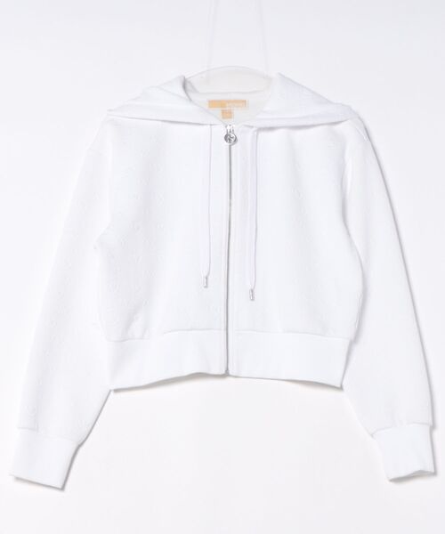 タグ付き　マイケルコース　MK　CHARMジャカードクロップジップフーディー　L 公式アウトレット】MK CHARM ジャカード クロップ ジップ フーディー
