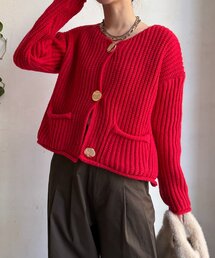 DouDou | メタルビッグボタンローゲージカーディガン(カーディガン/ボレロ)