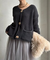 DouDou | メタルビッグボタンローゲージカーディガン(カーディガン/ボレロ)