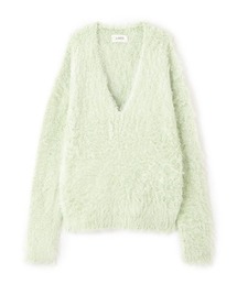 SANTEヘアリーシルクVネックニットプルオーバー
