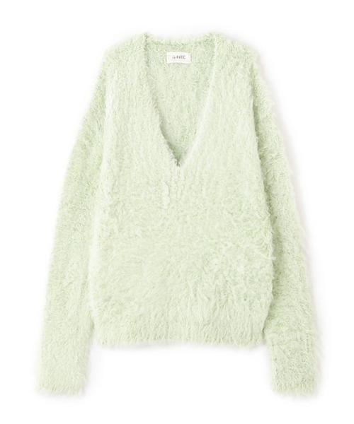 ETRE TOKYO(エトレトウキョウ)の「SANTEヘアリーシルクVネックニットプルオーバー(ニット/セーター・レディース・ミント/オフホワイト/ブラウン・FREE)」の1枚目の写真