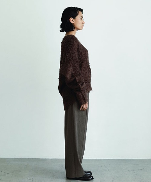 ETRE TOKYO(エトレトウキョウ)の「SANTEヘアリーシルクVネックニットプルオーバー(ニット/セーター・レディース・ミント/オフホワイト/ブラウン・FREE)」の12枚目の写真