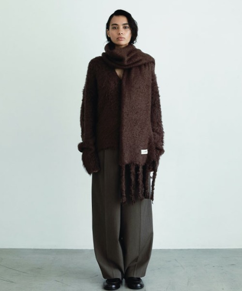 ETRE TOKYO(エトレトウキョウ)の「SANTEヘアリーシルクVネックニットプルオーバー(ニット/セーター・レディース・ミント/オフホワイト/ブラウン・FREE)」の14枚目の写真