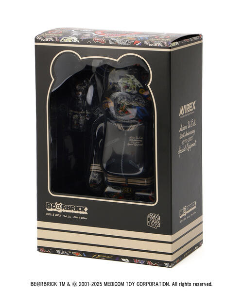 AVIREX（アヴィレックス）の「BE@RBRICK AVIREX 50th VARSITY 100％ & 400％ /ベアブリック アヴィレックス50th バーシティー（フィギュア・メンズ・ブラック・FREE）」の8枚目の写真