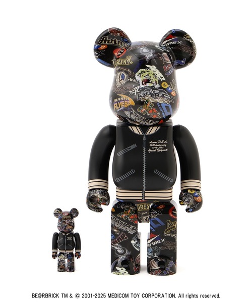 AVIREX（アヴィレックス）の「BE@RBRICK AVIREX 50th VARSITY 100％ & 400％ /ベアブリック アヴィレックス50th バーシティー（フィギュア・メンズ・ブラック・FREE）」の9枚目の写真