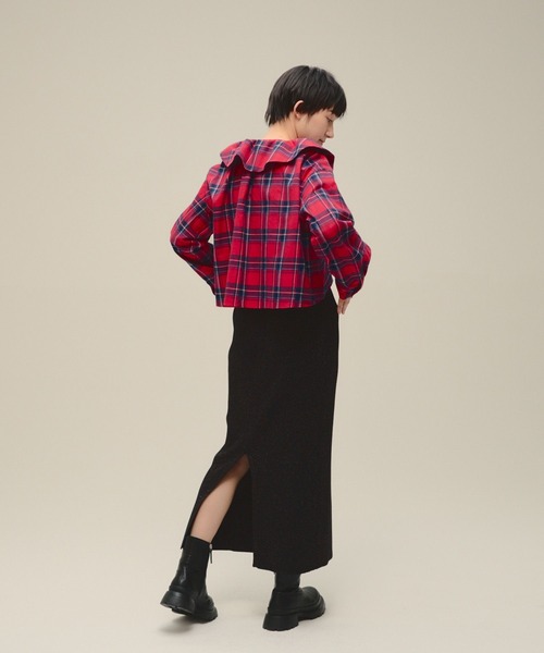 eL（エル）の「【eL】2Way Check Big Collar Shirt/613131（シャツ/ブラウス・レディース・レッド系その他/グリーン系その他・FREE）」の5枚目の写真