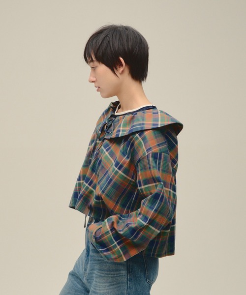 eL（エル）の「【eL】2Way Check Big Collar Shirt/613131（シャツ/ブラウス・レディース・レッド系その他/グリーン系その他・FREE）」の14枚目の写真