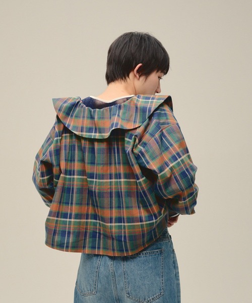 eL（エル）の「【eL】2Way Check Big Collar Shirt/613131（シャツ/ブラウス・レディース・レッド系その他/グリーン系その他・FREE）」の15枚目の写真