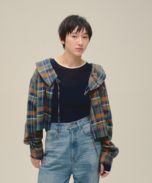 eL（エル）の「【eL】2Way Check Big Collar Shirt/613131（シャツ/ブラウス・レディース・レッド系その他/グリーン系その他・FREE）」の17枚目の写真