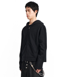 KICHUL（キチョル）の「Dual Knit Hood zip-up (Black)（パーカー）」