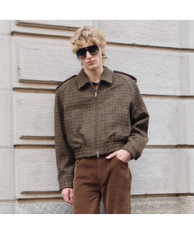 LMOOD（エルムード）の「Baum Harris Tweed Wool Blouson Jacket Brown Check（MA-1・メンズ）」