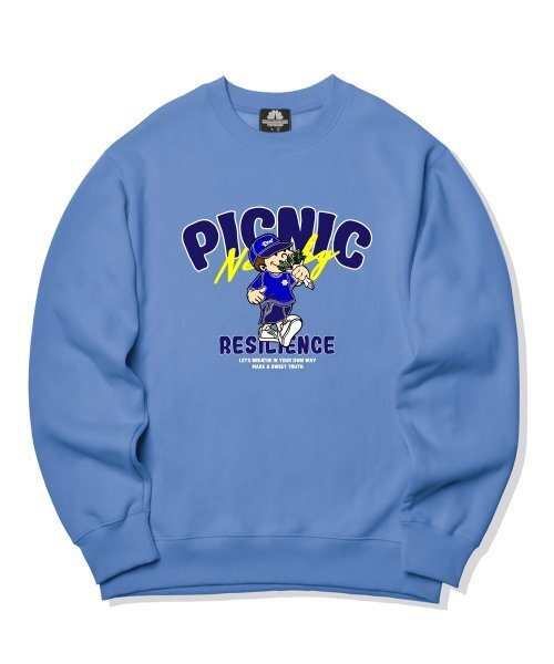 TRIPSHION(トリップション)の「PICNIC BOY GRAPHIC クルーネック - ブルー(スウェット・メンズ・その他・LARGE/MEDIUM/X-LARGE)」の1枚目の写真