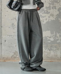 フリース起毛ワイドバルーンフィットスウェットパンツ[チャコール]_SEPT073CHARCOAL