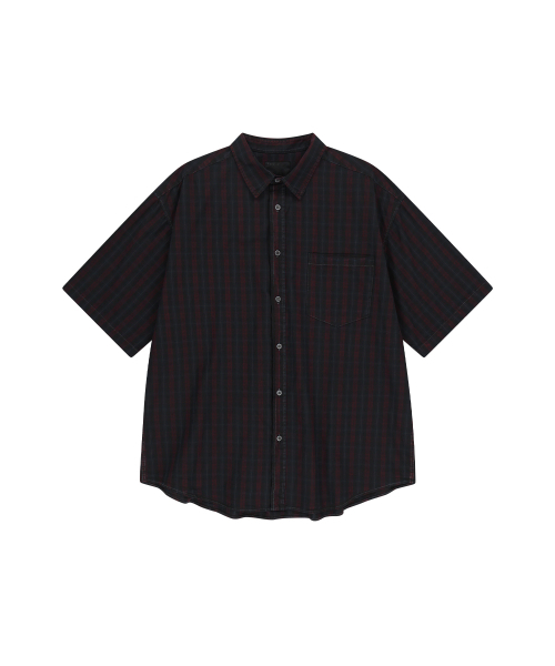 ENDOOR(エンドア)の「Vintage check 1/2 shirt (vtg red)(シャツ/ブラウス・メンズ・ワインレッド・1/2)」の2枚目の写真