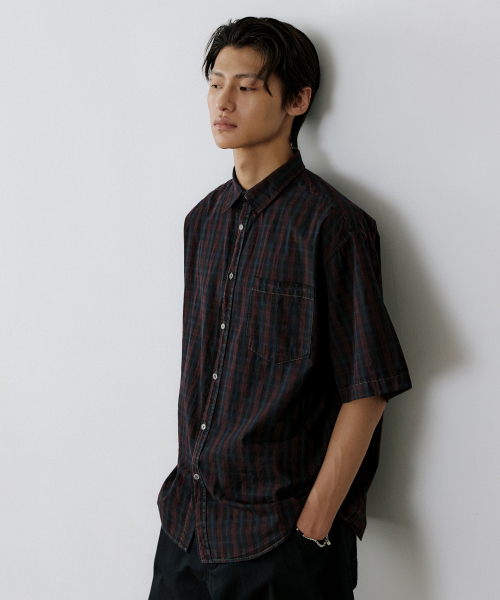 ENDOOR(エンドア)の「Vintage check 1/2 shirt (vtg red)(シャツ/ブラウス・メンズ・ワインレッド・1/2)」の7枚目の写真