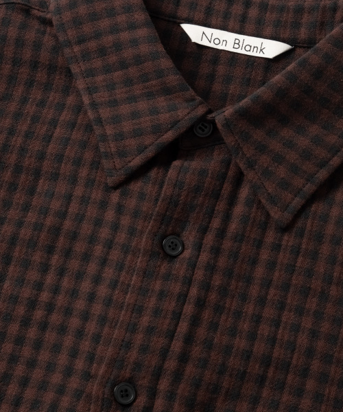 NONBLANK(ノンブランク)の「ギンガムチェックシャツ_ブラウン(シャツ/ブラウス・メンズ・ブラウン・MEDIUM/LARGE/X-LARGE)」の4枚目の写真