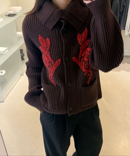 EN OR(エンオール)の「MARINE COLLAR JACQUARD CARDIGAN - BROWN(ニット/セーター・レディース・その他・F)」の5枚目の写真