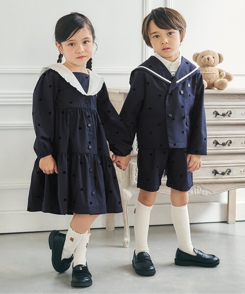 apres les cours（アプレレクール）の「tiny bear フォーマルワンピース（ワンピース・キッズ・ネイビー/ストライプ・80/90/100/110/120）」の10枚目の写真