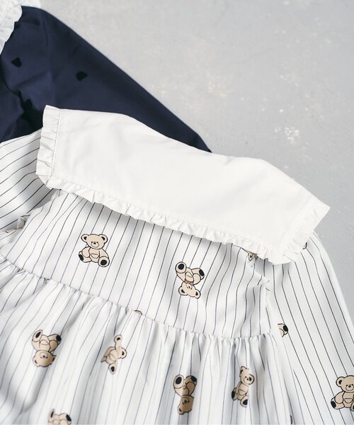 apres les cours（アプレレクール）の「tiny bear フォーマルワンピース（ワンピース・キッズ・ネイビー/ストライプ・80/90/100/110/120）」の6枚目の写真