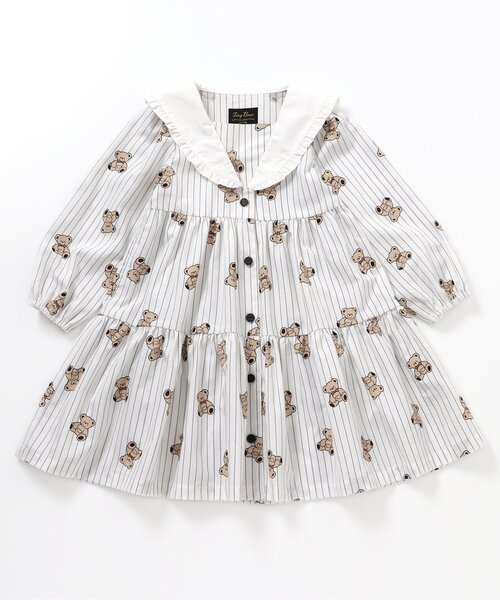 apres les cours（アプレレクール）の「tiny bear フォーマルワンピース（ワンピース・キッズ・ネイビー/ストライプ・80/90/100/110/120）」の5枚目の写真