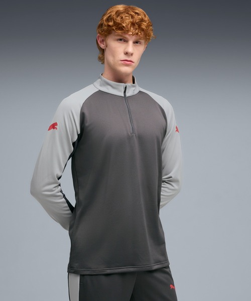 PUMA(プーマ)の「PUMA プーマ メンズ サッカー INDIVILIGA 1/4 ジップトップ(Tシャツ/カットソー・メンズ・グレー系その他2/ブラック・SMALL/MEDIUM/X-LARGE/LARGE/XX-LARGE)」の1枚目の写真
