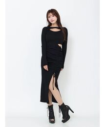 EATME | ディープスリットデコルテリブワンピース(ワンピース)