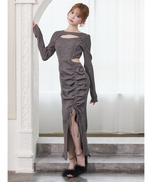 EATME（イートミー）の「ディープスリットデコルテリブワンピース（ワンピース・レディース・その他2/ブラック/その他/グレー・FREE）」の13枚目の写真