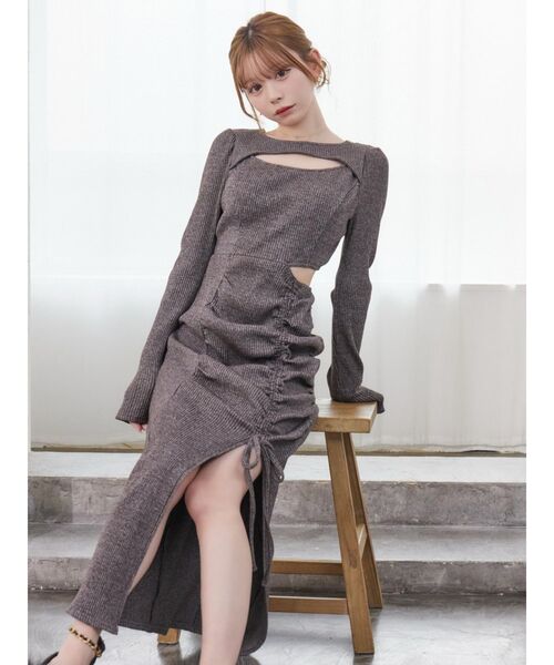 EATME（イートミー）の「ディープスリットデコルテリブワンピース（ワンピース・レディース・その他2/ブラック/その他/グレー・FREE）」の16枚目の写真