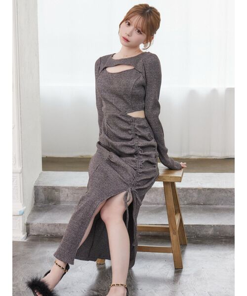 EATME（イートミー）の「ディープスリットデコルテリブワンピース（ワンピース・レディース・その他2/ブラック/その他/グレー・FREE）」の17枚目の写真