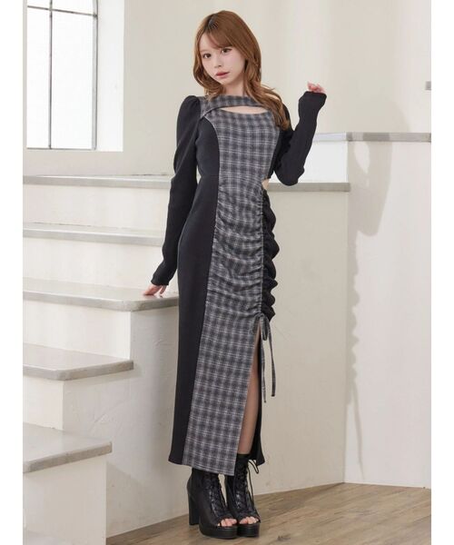 EATME（イートミー）の「ディープスリットデコルテリブワンピース（ワンピース・レディース・その他2/ブラック/その他/グレー・FREE）」の21枚目の写真