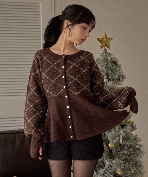 argyle pattern peplum knit / アーガイルペプラムニット