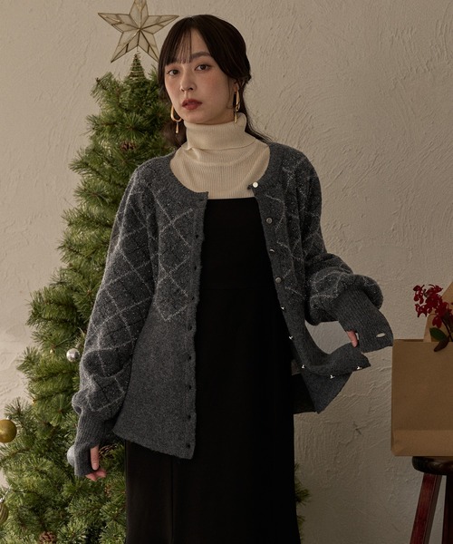 argyle pattern peplum knit / アーガイルペプラムニット