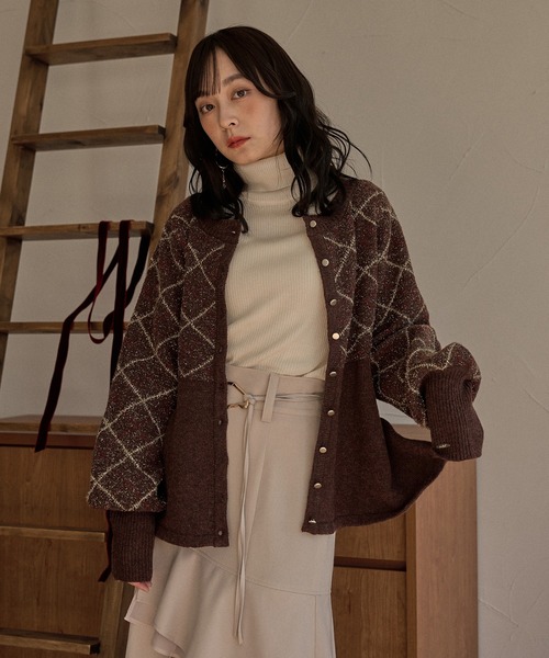 argyle pattern peplum knit / アーガイルペプラムニット