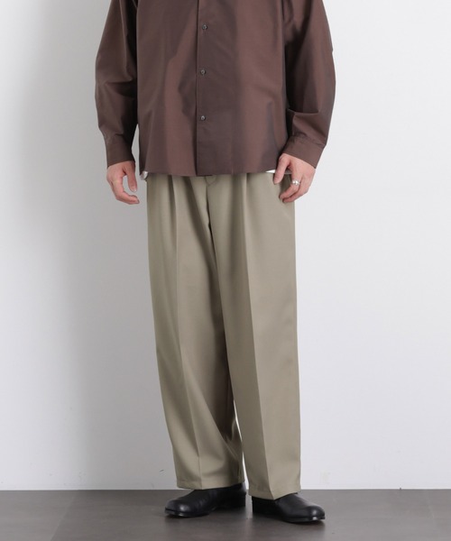 NANO universe（ナノユニバース）の「「大人のワイドパンツ」ドライギャバワイドイージースラックス（スラックス・メンズ・チャコール/ブラック/ライトベージュ/カーキ・M/S/L）」の4枚目の写真