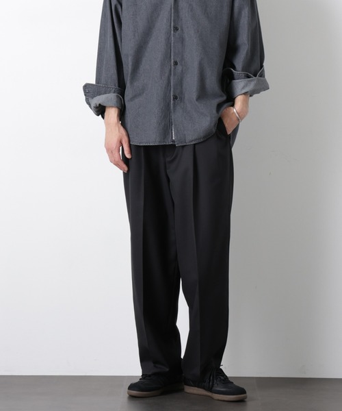 NANO universe（ナノユニバース）の「「大人のワイドパンツ」ドライギャバワイドイージースラックス（スラックス・メンズ・チャコール/ブラック/ライトベージュ/カーキ・M/S/L）」の2枚目の写真