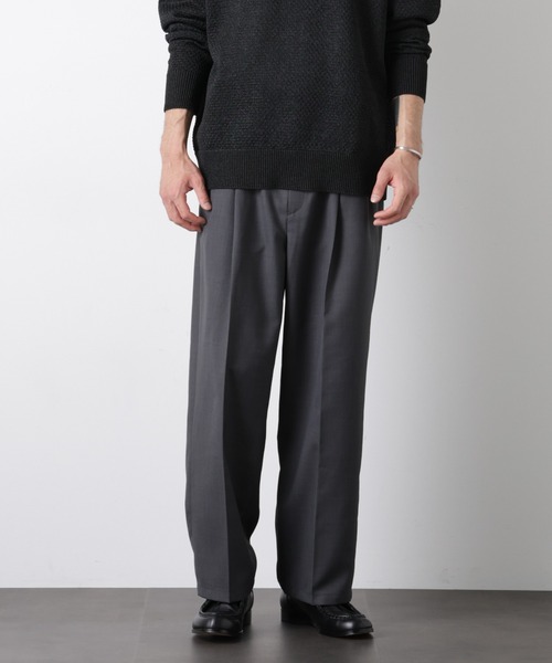 NANO universe（ナノユニバース）の「「大人のワイドパンツ」ドライギャバワイドイージースラックス（スラックス・メンズ・チャコール/ブラック/ライトベージュ/カーキ・M/S/L）」の5枚目の写真