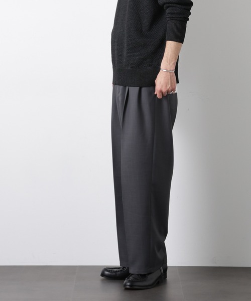 NANO universe（ナノユニバース）の「「大人のワイドパンツ」ドライギャバワイドイージースラックス（スラックス・メンズ・チャコール/ブラック/ライトベージュ/カーキ・M/S/L）」の6枚目の写真