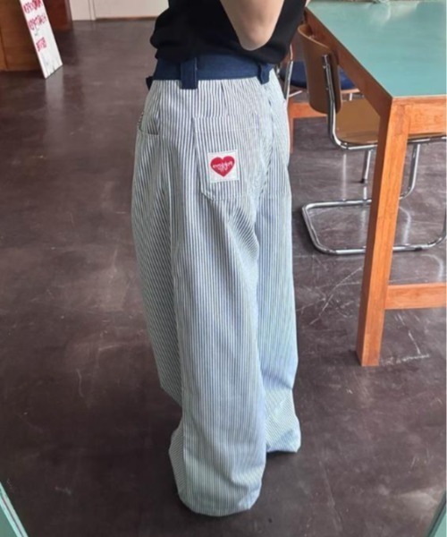 SHEPP（シープ）の「【26年春新作】ダブルウエストストライプワイドパンツ（その他パンツ・レディース・ブルー/ブラック・M/L）」の3枚目の写真