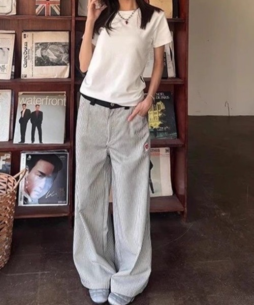 SHEPP（シープ）の「【26年春新作】ダブルウエストストライプワイドパンツ（その他パンツ・レディース・ブルー/ブラック・M/L）」の21枚目の写真