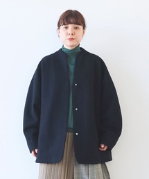 △ウールsuper100 middle length cocoonコート