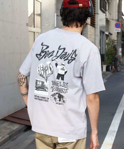 BEN DAVIS(ベンデイビス)の「【BEN DAVIS(ベンデイビス)】TAGGING VNTG TEE(UF) / Tシャツ クルーネック ワンポイント シンプル ユニセックス 加工(Tシャツ/カットソー・メンズ・ブルー/ライトグレー/ブラック・X-LARGE/LARGE/MEDIUM)」の2枚目の写真