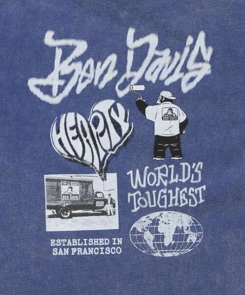 BEN DAVIS(ベンデイビス)の「【BEN DAVIS(ベンデイビス)】TAGGING VNTG TEE(UF) / Tシャツ クルーネック ワンポイント シンプル ユニセックス 加工(Tシャツ/カットソー・メンズ・ブルー/ライトグレー/ブラック・X-LARGE/LARGE/MEDIUM)」の4枚目の写真