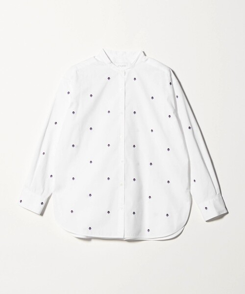 UNITED ARROWS（ユナイテッドアローズ）の「エンブロイダリーフラワー バンドカラー シャツ（シャツ/ブラウス・レディース・オフホワイト/ライトブルー/ネイビー・FREE）」の8枚目の写真