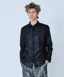 【リーフ柄】エンボス 長袖 シャツ