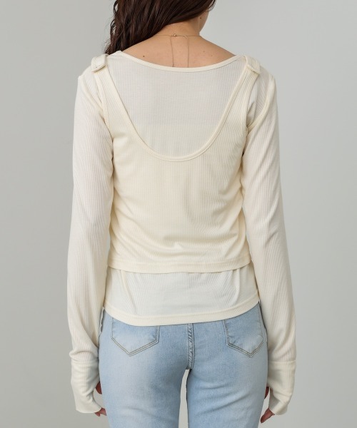 Bab（バブ）の「パイピングリブトップス＆タンクSET（Tシャツ/カットソー・レディース・アイボリー/チャコールグレー/ブルー・FREE）」の15枚目の写真