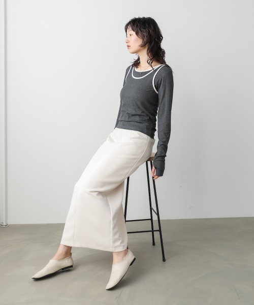 Bab（バブ）の「パイピングリブトップス＆タンクSET（Tシャツ/カットソー・レディース・アイボリー/チャコールグレー/ブルー・FREE）」の21枚目の写真