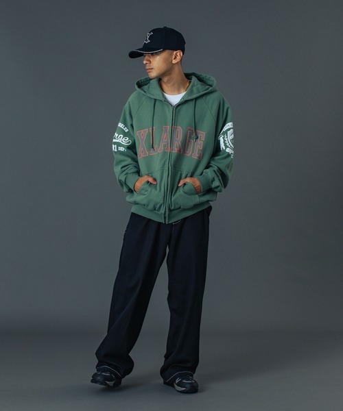 XLARGE(エクストララージ)の「RAGLAN ZIP UP HOODED SWEATSHIRT(パーカー・メンズ・ブラック/グリーン/ネイビー・XL/L/M/S)」の5枚目の写真