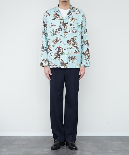 TOWNCRAFT(タウンクラフト)の「TOWN CRFAFT タウンクラフト / PAJAMA PRINTED JACKET パジャマジャケット(その他アウター・メンズ・グリーン/その他1/ブルー・LARGE/MEDIUM)」の3枚目の写真