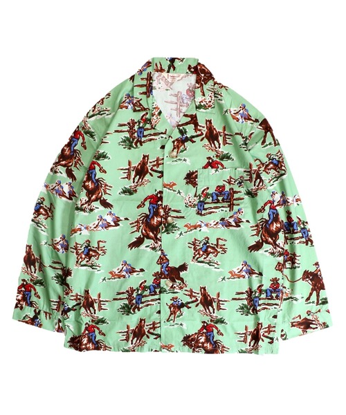 TOWNCRAFT(タウンクラフト)の「TOWN CRFAFT タウンクラフト / PAJAMA PRINTED JACKET パジャマジャケット(その他アウター・メンズ・グリーン/その他1/ブルー・LARGE/MEDIUM)」の2枚目の写真