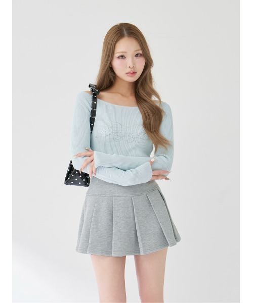 ビジューロゴボートネックニットトップス（ニット/セーター）｜Darich